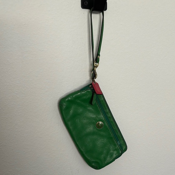 Coach Handbags - Coach Green Leather Wristlet